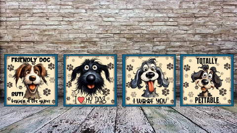 set 4 dog coasters