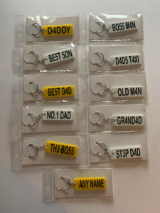 Number plate keyrings