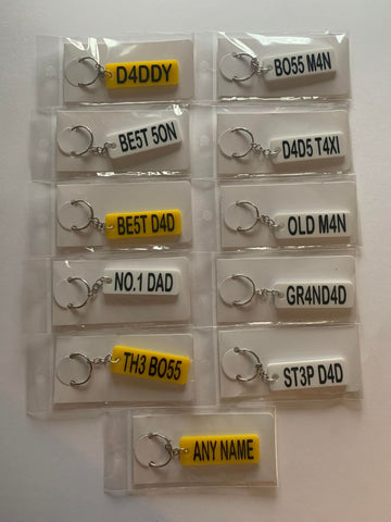 Number plate keyrings
