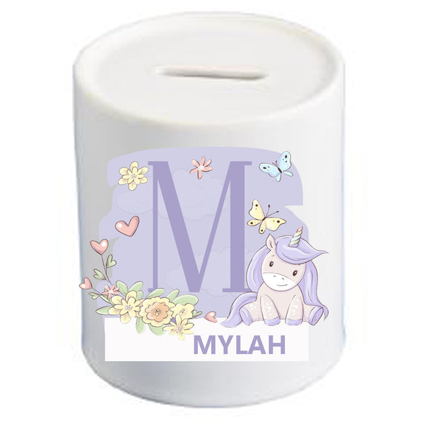 unicorn letter/name moneybox