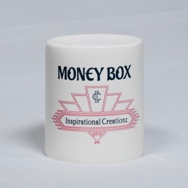 Ceramic moneybox with customisable text and image