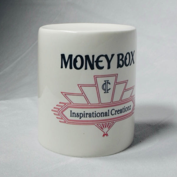 Ceramic moneybox with customisable text and image